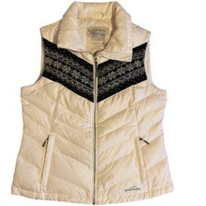 Eddie Bauer Down Vest Women's Warm Winter Puffer Fair Isle Snowflake Size M